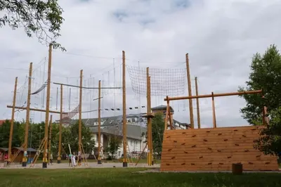 a playground in a park with a roller coaster at Entire Apartment, near Clarion, O2 Arena, Metro 3 min, Easter market in City Center 15 min in Prague