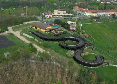 an aerial view of a track in a park at Entire Apartment, near Clarion, O2 Arena, Metro 3 min, Easter market in City Center 15 min in Prague