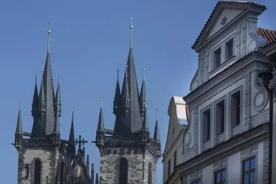 a group of buildings with spires on top of them at Prague Old Street Apartments in Prague