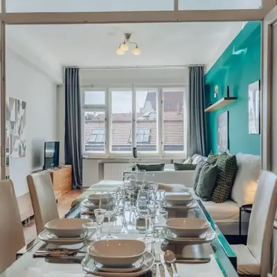 Downtown 2BD riverside apartment near dancing house