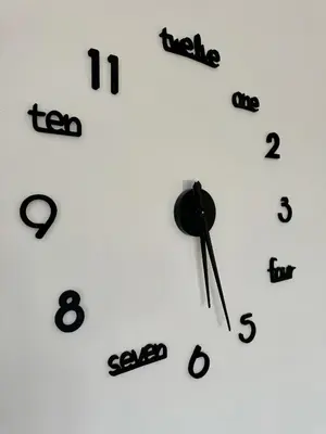 a clock with black numbers on a white wall at Byt apartman 2rooms 76m2 all new in Prague