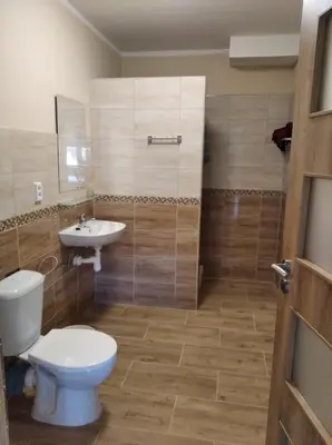 a bathroom with a toilet and a sink at Apartmány Audy 2 in Mníšek pod Brdy
