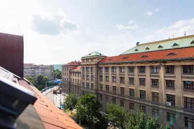 a view from the roof of a building at B.O.B. Klimentská in Prague