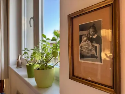 a picture of a woman holding a baby on a shelf at DIVADELNÍ PENZION in Bukovany