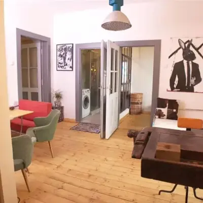 Artistic apartment with a balcony