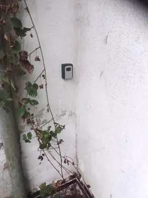 a switch on the side of a wall with a plant at Rekreační chata Kocába in Štěchovice