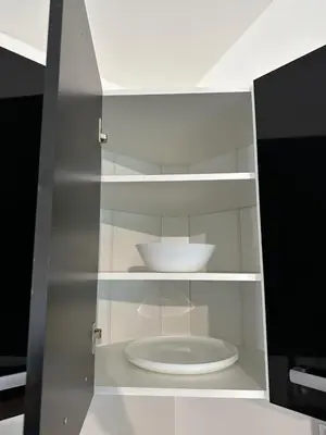a cabinet with a white plate in it at Byt apartman 73m2 Klid příroda Parking FREE in Prague