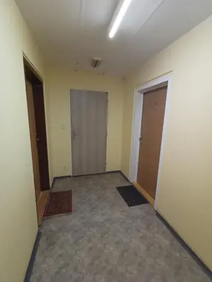 an empty room with two doors and a hallway at Zálesí in Prague
