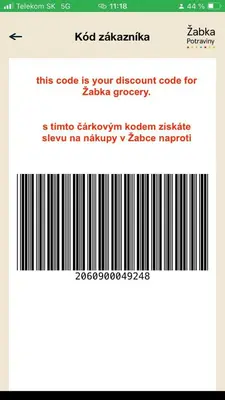 a screenshot of a cell phone with a barcode at Hradčany apartment with green energy in Prague