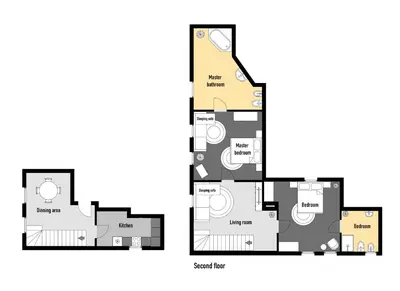 two floor plans of a house at Nosticova Heritage in Prague