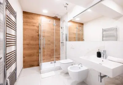 a bathroom with a sink and a toilet and a shower at 6BR Castle V!EWS A/C luxury Dolce Vita apartment in Prague