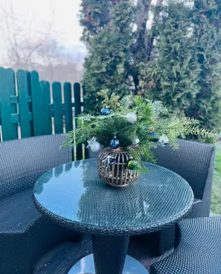a glass table with a christmas tree on top of it at Appartment Pruhonice & terrace in Pruhonice