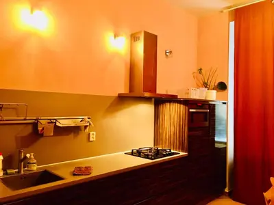 a kitchen with a sink and a counter top at aparthotel in Prague Centre in Prague