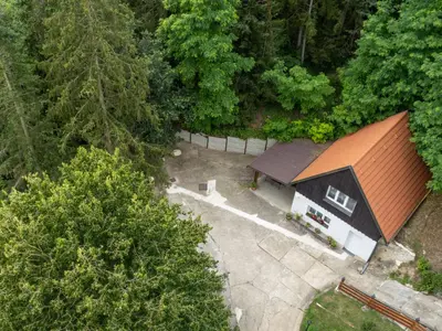 an overhead view of a house with a brown roof at Holiday Home Zimořský domek by Interhome in Dolní Zimoř