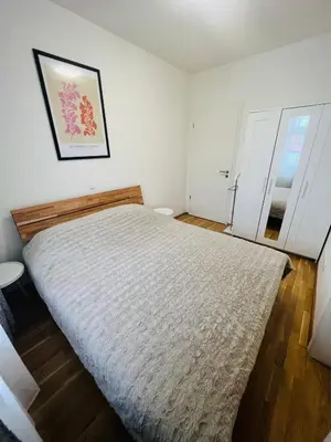a bedroom with a large bed in a room at Nika Apartments Prague 2 in Prague