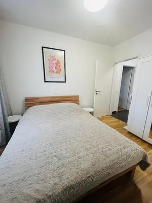 a bedroom with a large bed in a room at Nika Apartments Prague 2 in Prague