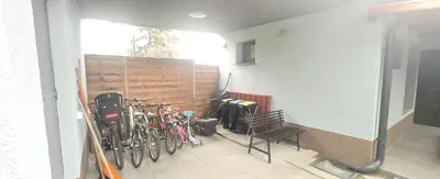 a group of bikes parked next to a wall at Vu's Home in Prague