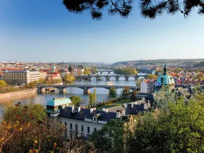 a view of a city with a river and bridges at Apartment Old Town home-1 by Interhome in Prague