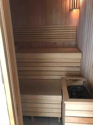 a small sauna with two risers at Luxury villa near Prague with pool and tennis court in Čestlice