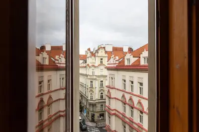 a view of a city from a window at Kafka Prague rooms in Prague