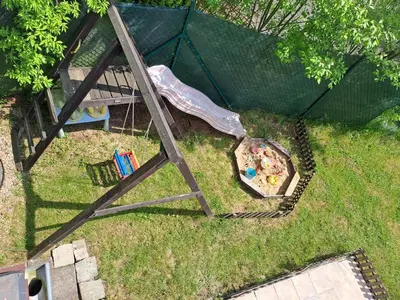 an overhead view of a play set in a yard at Wellness Villa Vranov 55 in Čerčany