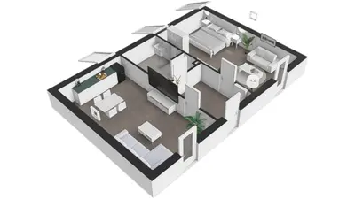 a rendering of a floor plan at Apartmány Modřany in Prague