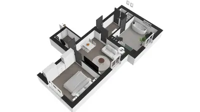 a rendering of a floor plan at Apartmán Praha in Prague