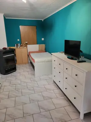 a bedroom with a bed and a tv on a dresser at Ubytování na kopečku in Beroun