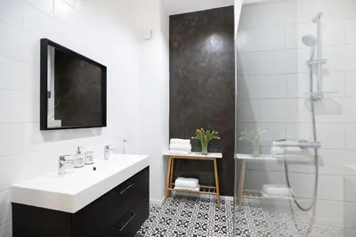 a bathroom with a sink and a shower at U Zlaté hvězdy Ritz in Litoměřice