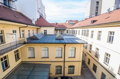 an overhead view of the roof of a building at Quiet city center apartment in hip & foodie area in Prague