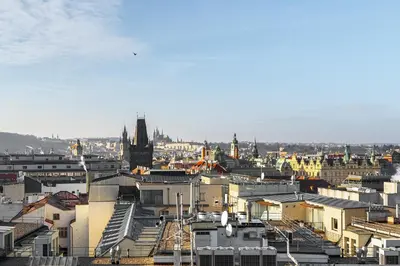 a view of a city skyline with buildings at Luxury apartment in the center in Prague