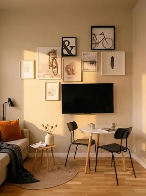a living room with a tv and a table and chairs at TurnKey I Karlín Square Apartments in Prague