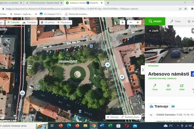 a screenshot of a google map of an intersection at Apartment VLTAVA in Prague