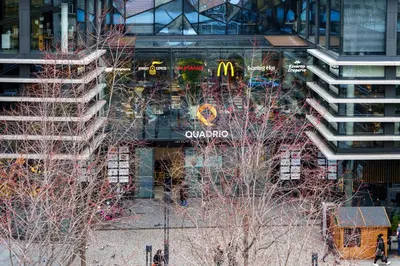 a view of a mcdonalds restaurant in a city at Naru house 6 in Prague