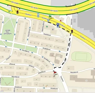 a map of the proposed intersection of highway at Harrison Homes Prague Apartment 01 Terrace and Parking in Prague