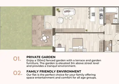 a floor plan of a house at Beta Home - Free Garage, Air Condition, Garden, at Metro, 2nd parking on request in Prague