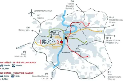 a map of the shiloh city marathon with the race route at Smichov city Apartments in Prague