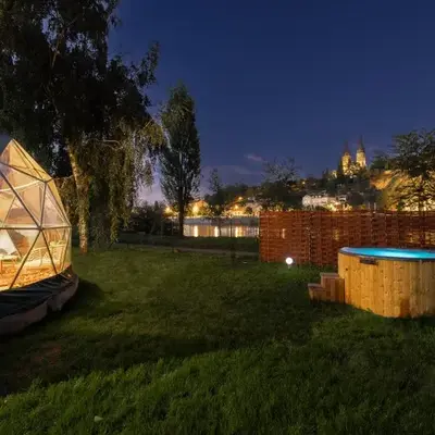 Unique Escape Glamping in the Heart of Prague with Hot Tub and Vysehrad Castle View