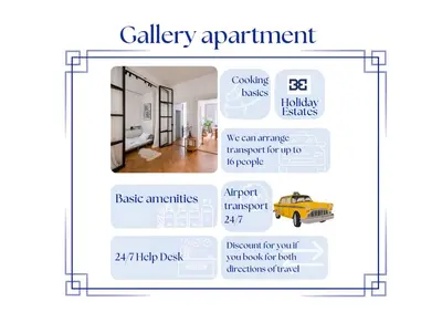 a diagram of a hallway with a yellow car at Gallery Apartment in Prague