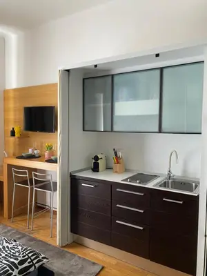 a kitchen with a sink and a counter at Golem in Prague