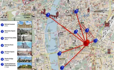 a map of the city of london with blue dots at Brilliant Deluxe Suite in Prague