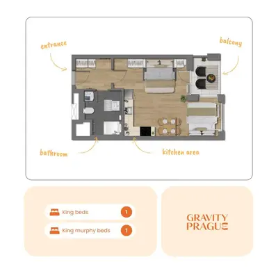 a floor plan of a apartment at Colorful Apartment - Balcony, Free Parking, by Gravity Prague in Prague