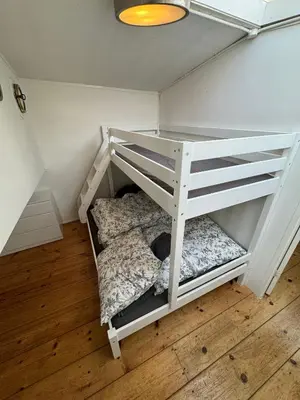 a room with a bunk bed in a room at Prague on Boat, Privat Pier, Free Parking in Prague