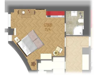 a drawing of a floor plan of a room at Stella apartments in Prague