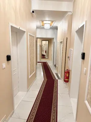 a hallway with a red carpet in a building at Praha 1 Florenc Hlavní mesto Romantic Apartments in Prague