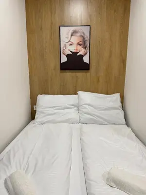 a bed in a bedroom with a picture on the wall at Zitna Downtown Apartments in Prague