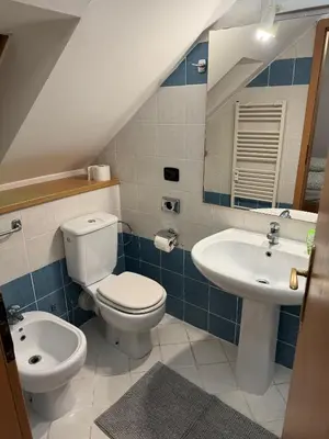 a bathroom with a toilet and a sink at 1 Bed Flat - Sleeps 4 - Pets - Smoking on terrace in Prague
