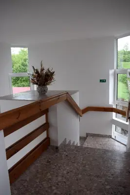 a room with a counter with a potted plant on it at Penzion Škubánek in Mladá Boleslav