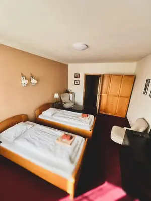 a small room with two beds in it at hotel Florian Sedlčany in Sedlčany