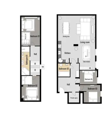 a floor plan of two condos at AC Luxury Loft Friends & Family Edition in Prague